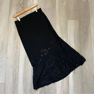 Vintage Embellished Skirt lace asymmetrical maxi womens Black (large) whimsigoth